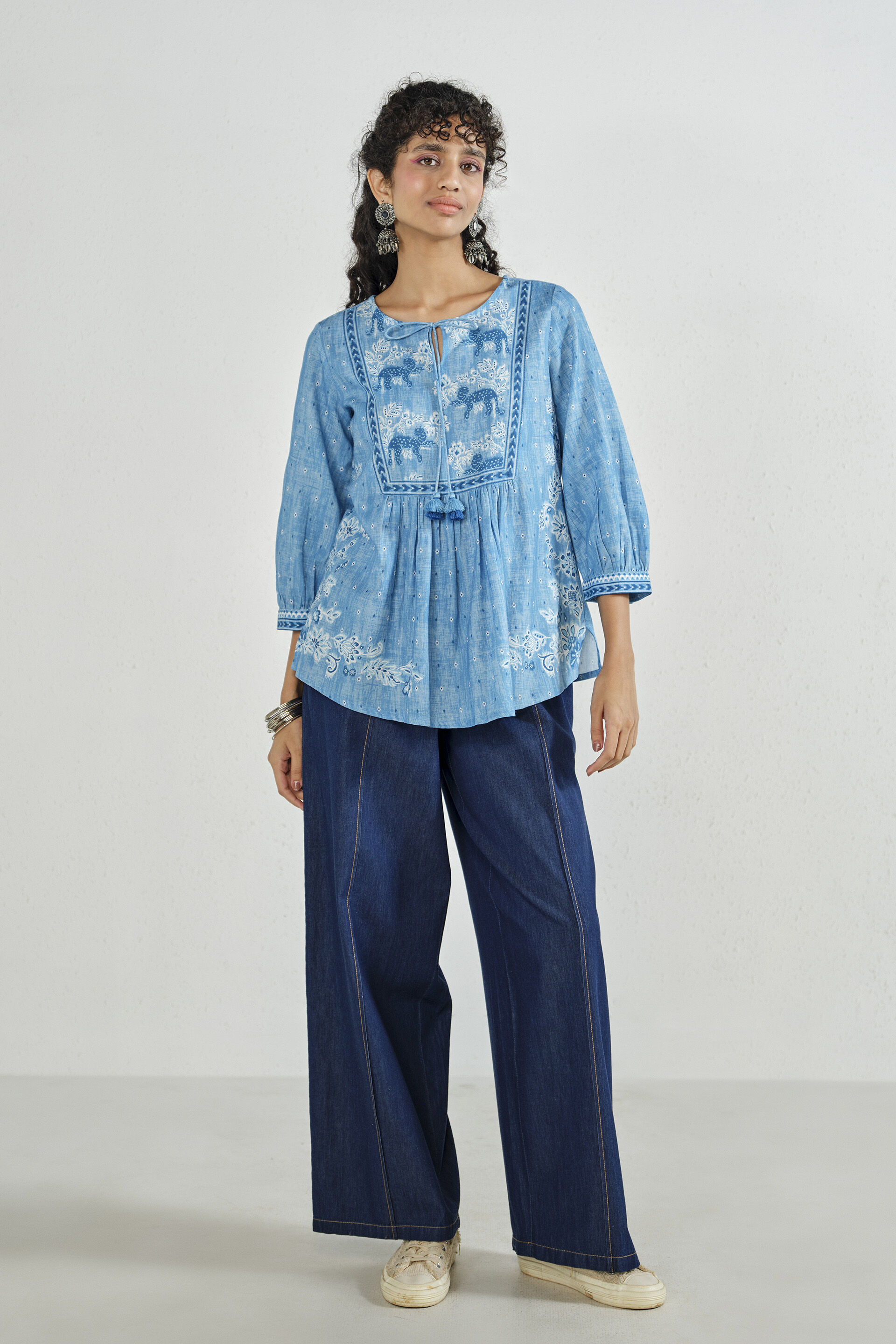 Sky Knot Boxy Top, Sky Blue, image 3